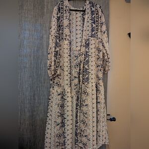 Rebellion Blue Resort Wear Sundress with Bishop Sleeves